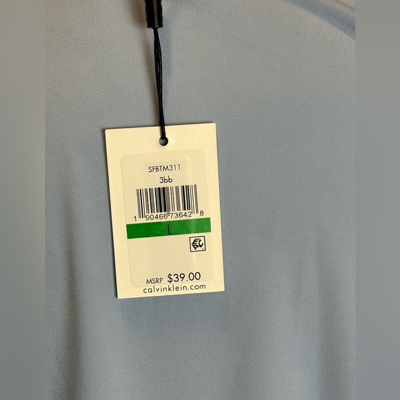 Calvin Klein Matte Jersey V-Neck Shoulder Pleat Sleeveless Top Large Baby Blue - Picture 10 of 10